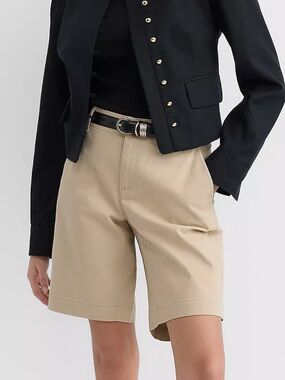 LOFT Monroe Chino Bermuda Shorts Natural Jute Size 2